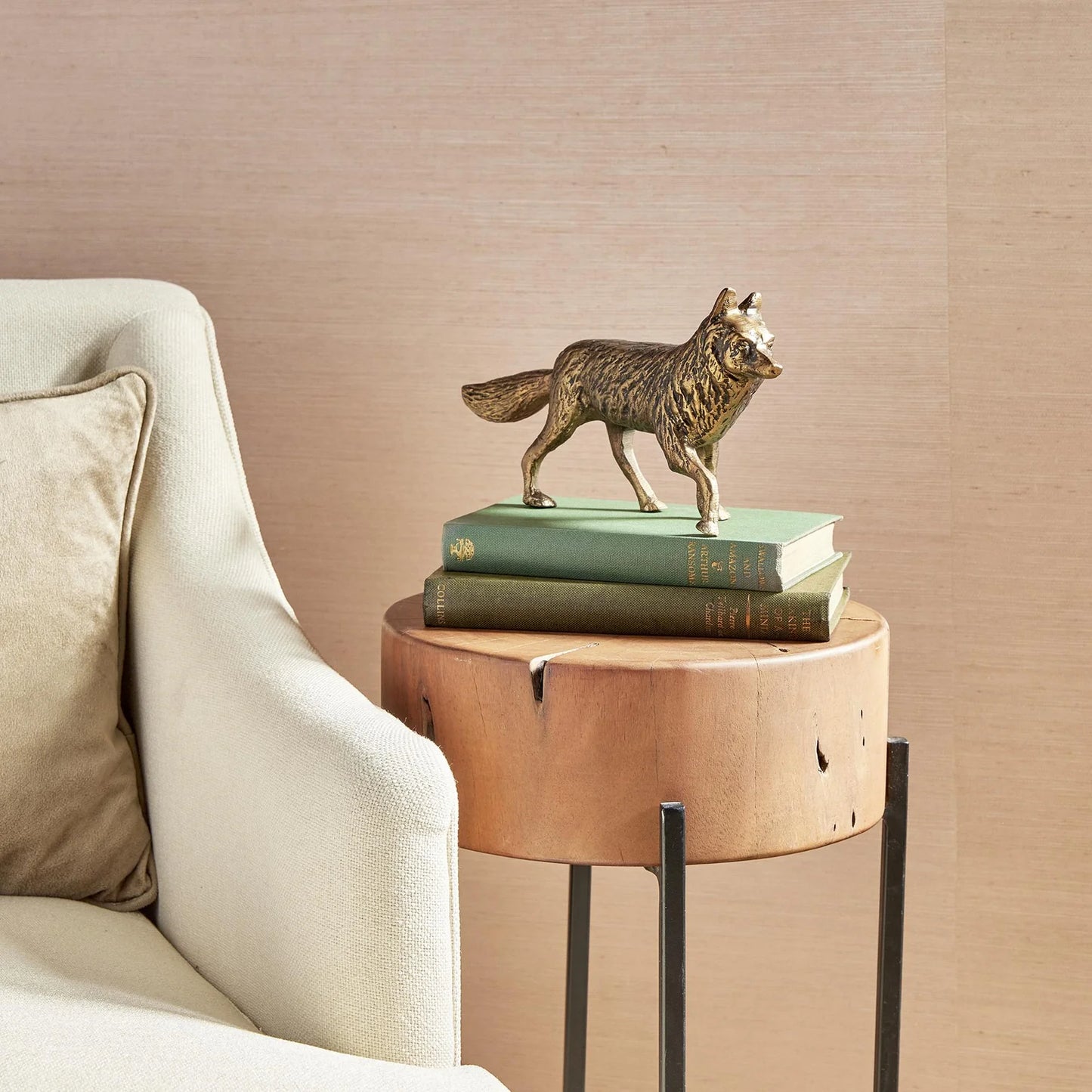 Antique Brass Sly Fox Sculpture