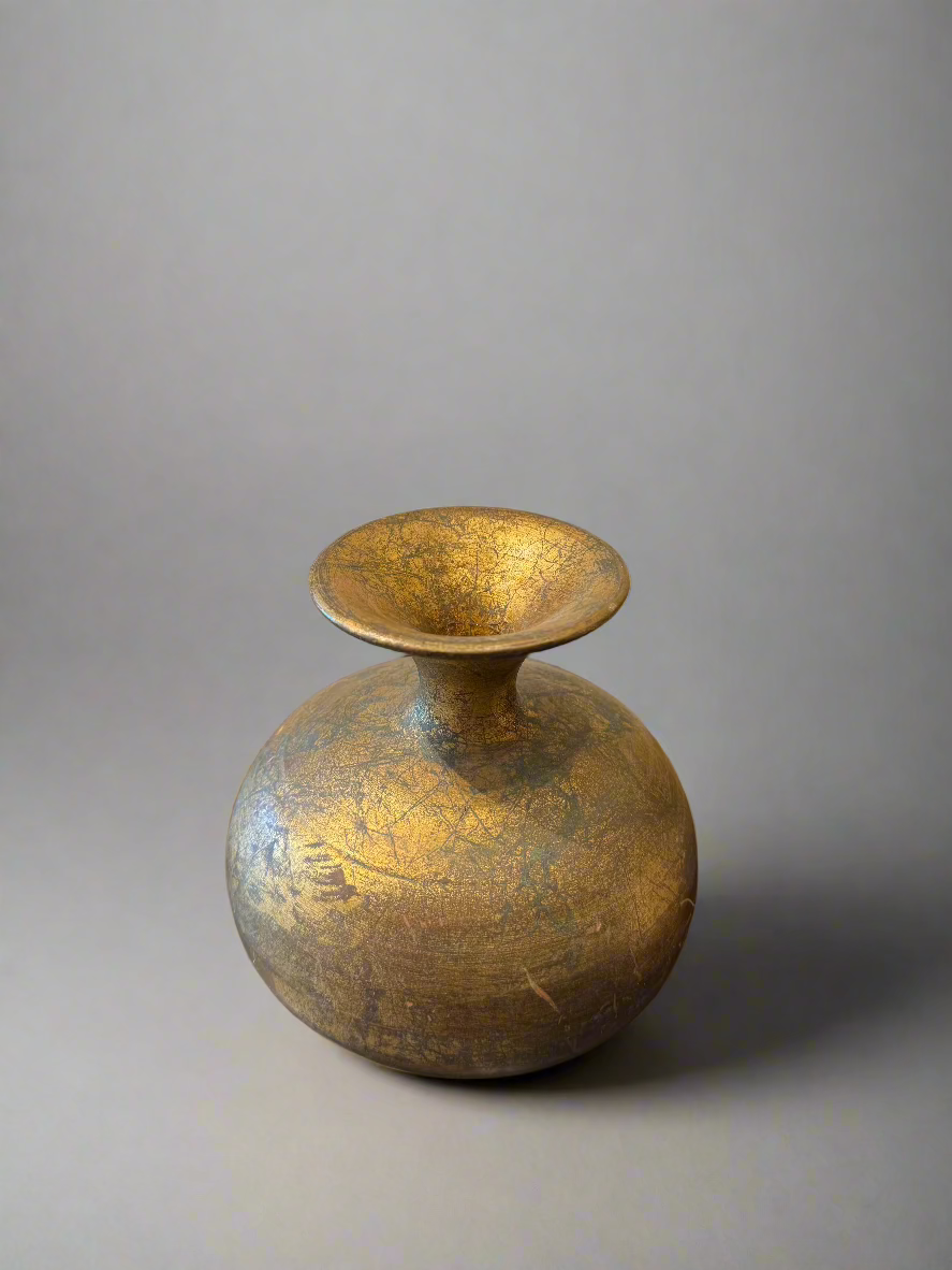 Vintage Italian Gilded Art Pottery Urn / Vase (gold)