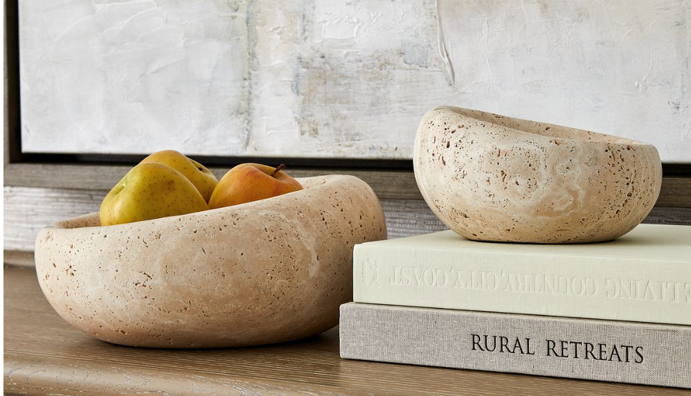 Travertine Bowls- Set of 2
