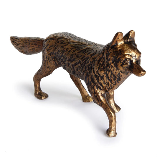 Antique Brass Sly Fox Sculpture