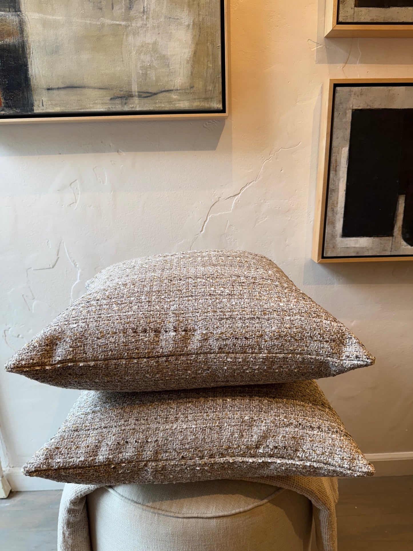 Fabricut tweed and lurex sparkly pillows