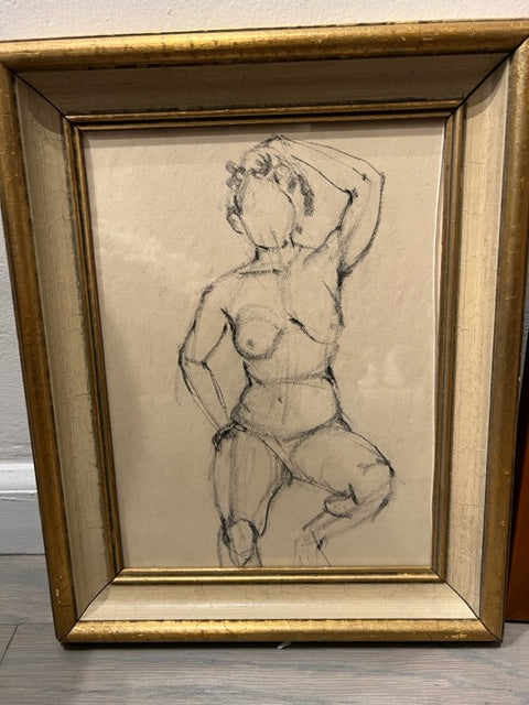 Vintage Nude Woman in French Frame