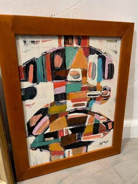 Colorful Abstract by S. Heigh in Cherry Frame