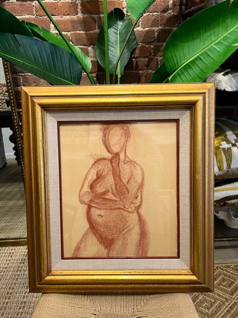 Vintage Sepia Nude in Gold Frame