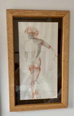 Male nude hand sketch, vintage