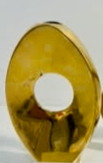 Vintage Brass Ikebana Oval Vessel