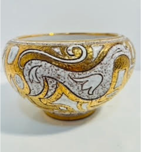 Vintage Bitossi Gold/White Lava Glaze Bowl
