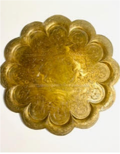 Vintage Indian Etched Brass Tray