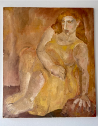 Resting Woman in Yellow Dress