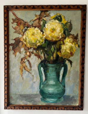 Vintage Still Life Vase with Flowers