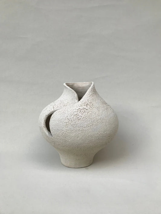 White Moon Textured Ceramic Vase